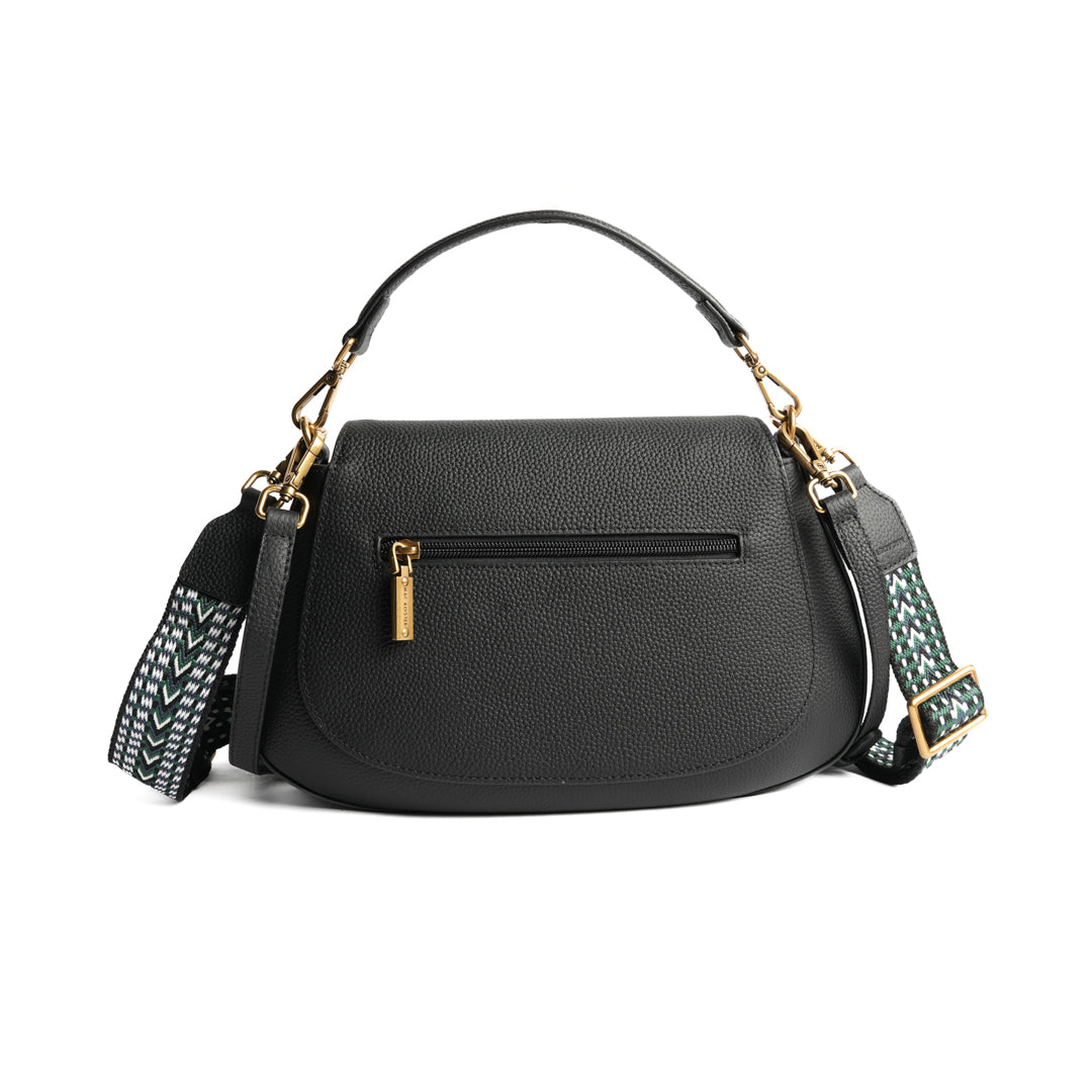 Sac cross body GIULIA pour femme en cuir NOIR de dos