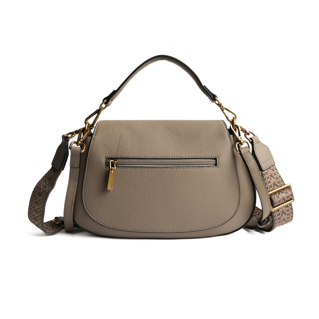 Sac cross body GIULIA pour femme en cuir TAUPE de dos