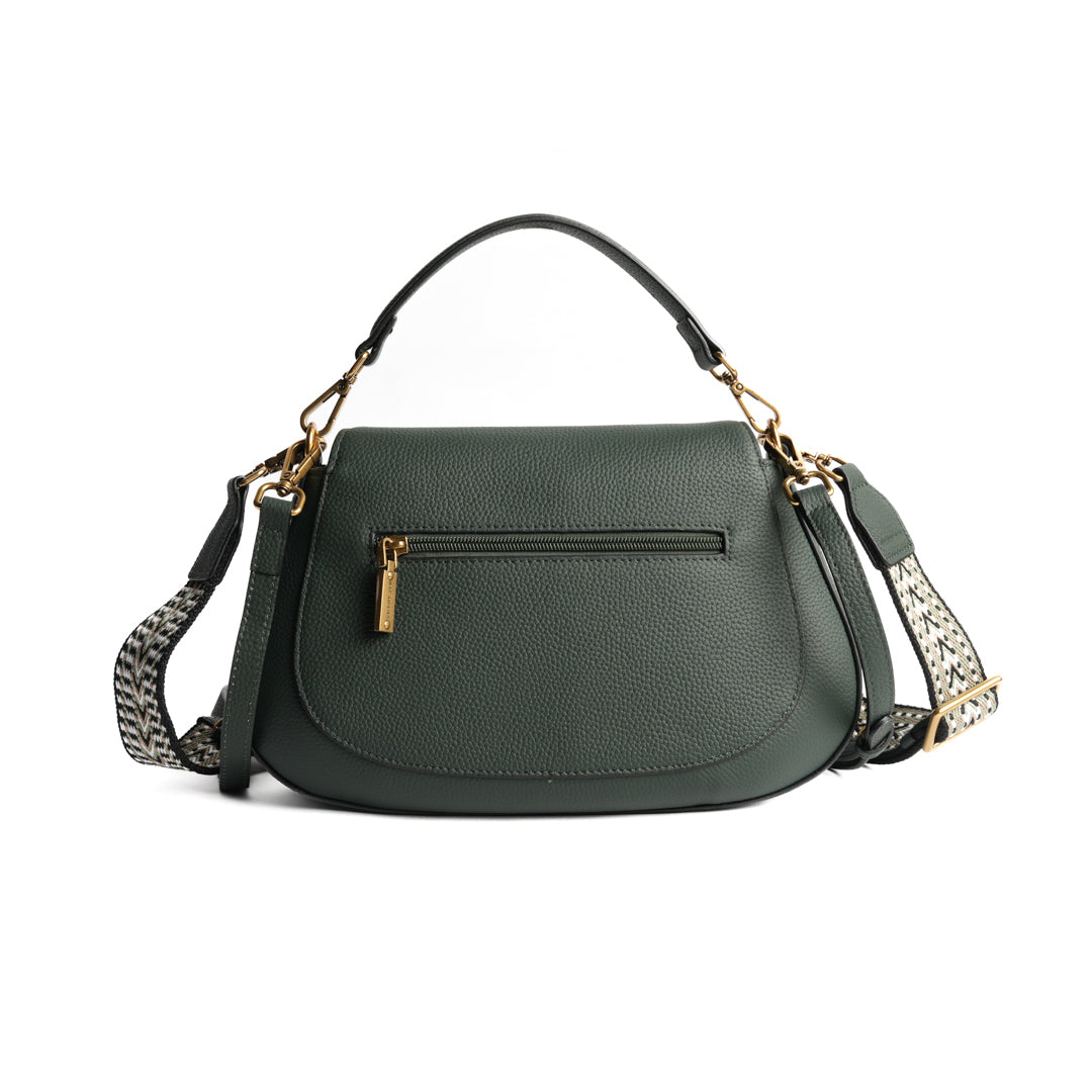 Sac cross body GIULIA pour femme en cuir VERT de dos