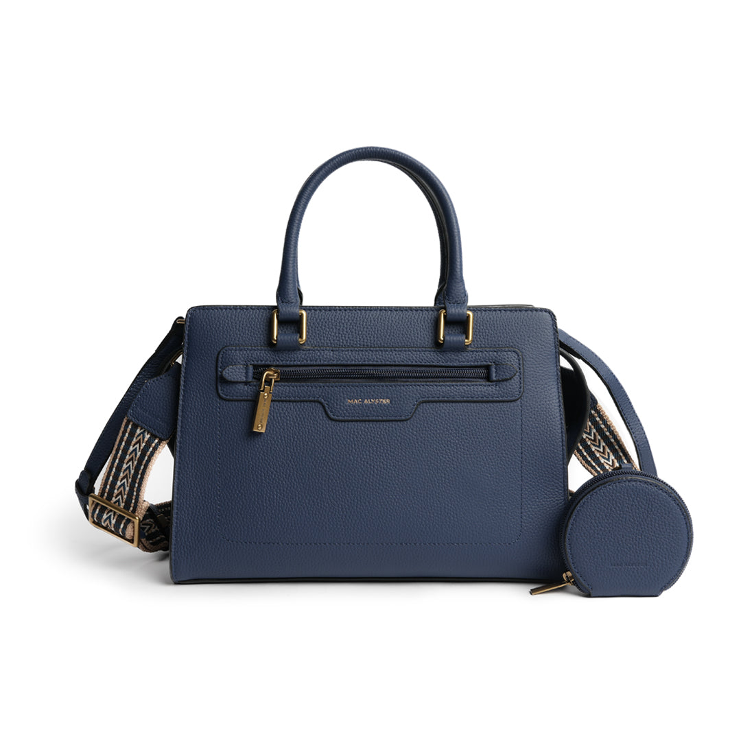 Sac porté main GIULIA pour femme en cuir BLEU COBALT de face