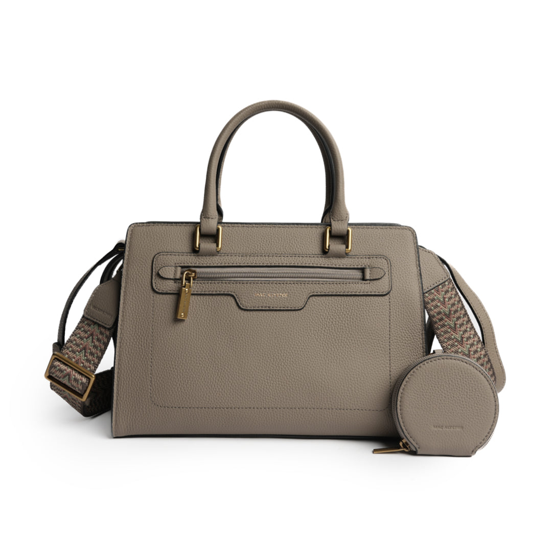 Sac porté main GIULIA pour femme en cuir TAUPE de face