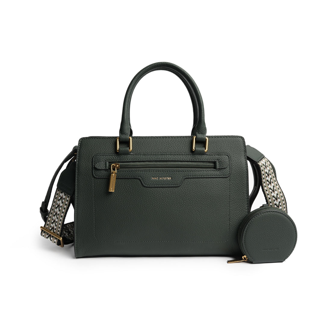 Sac porté main GIULIA pour femme en cuir VERT de face