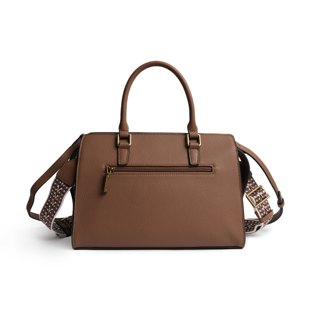 Sac porté main GIULIA pour femme en cuir COGNAC de dos