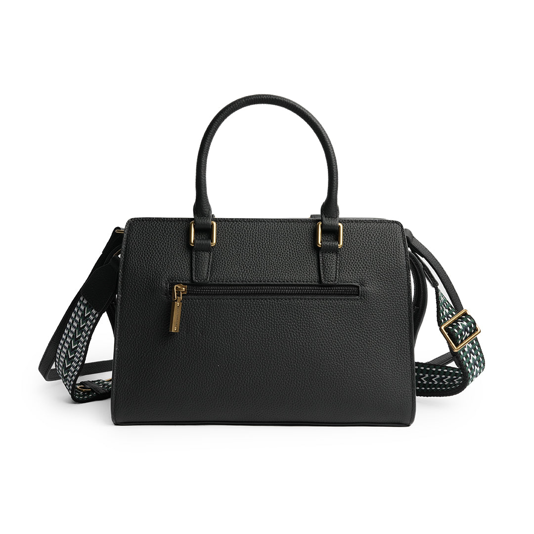 Sac porté main GIULIA pour femme en cuir NOIR de dos