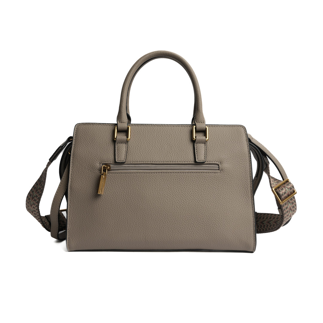 Sac porté main GIULIA pour femme en cuir TAUPE de dos