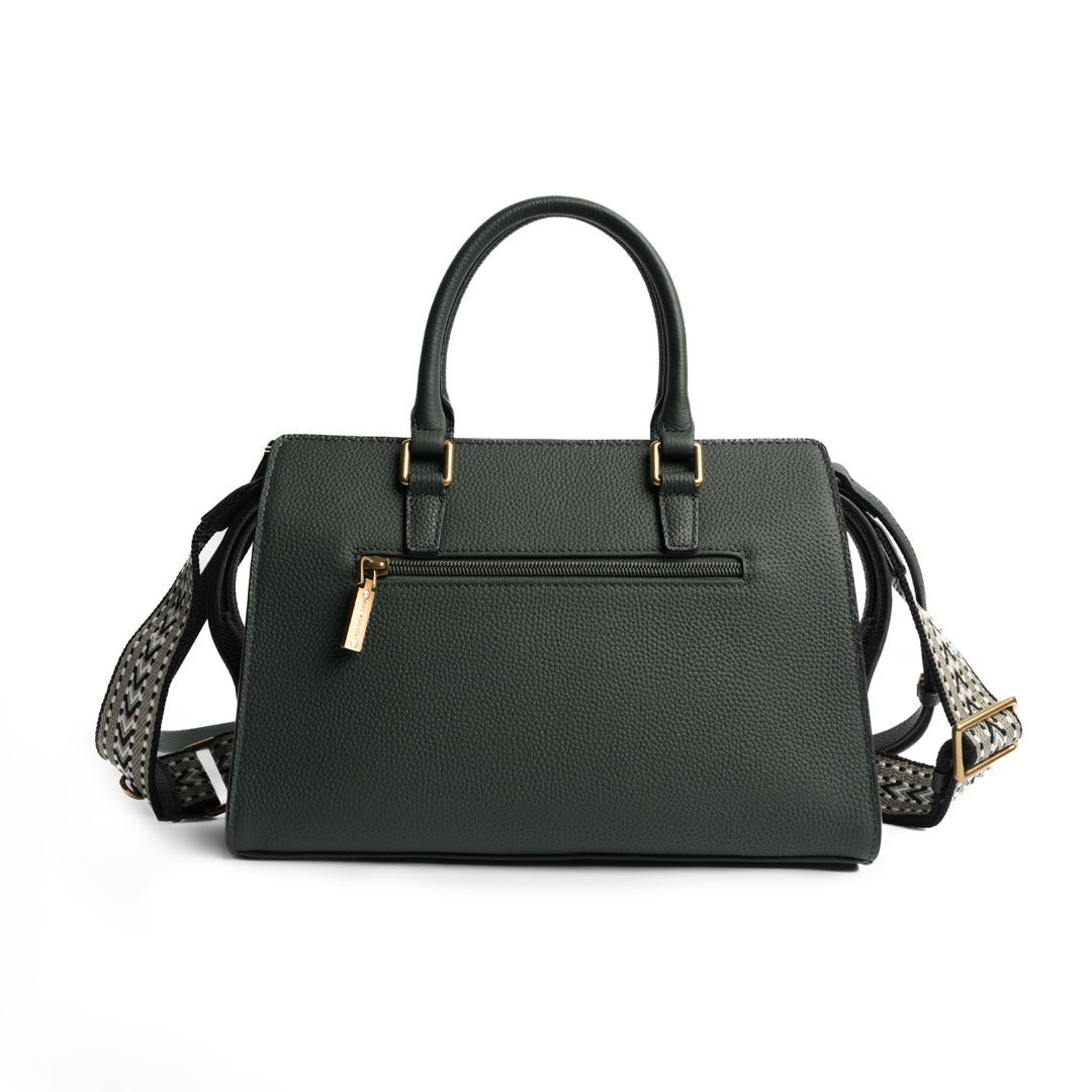 Sac porté main GIULIA pour femme en cuir VERT de dos