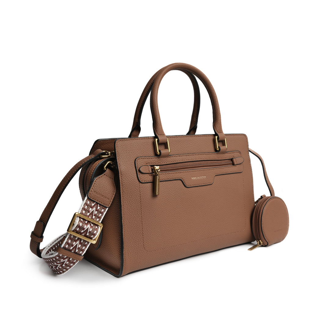 Sac porté main GIULIA pour femme en cuir COGNAC de trois-quarts