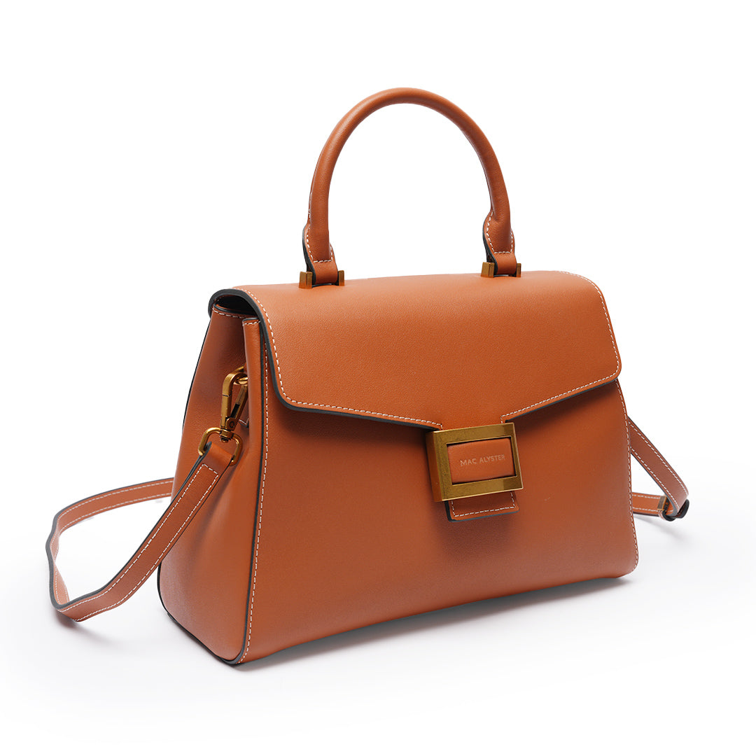 Sac à main ANAÏS pour femme en cuir COGNAC de trois-quarts