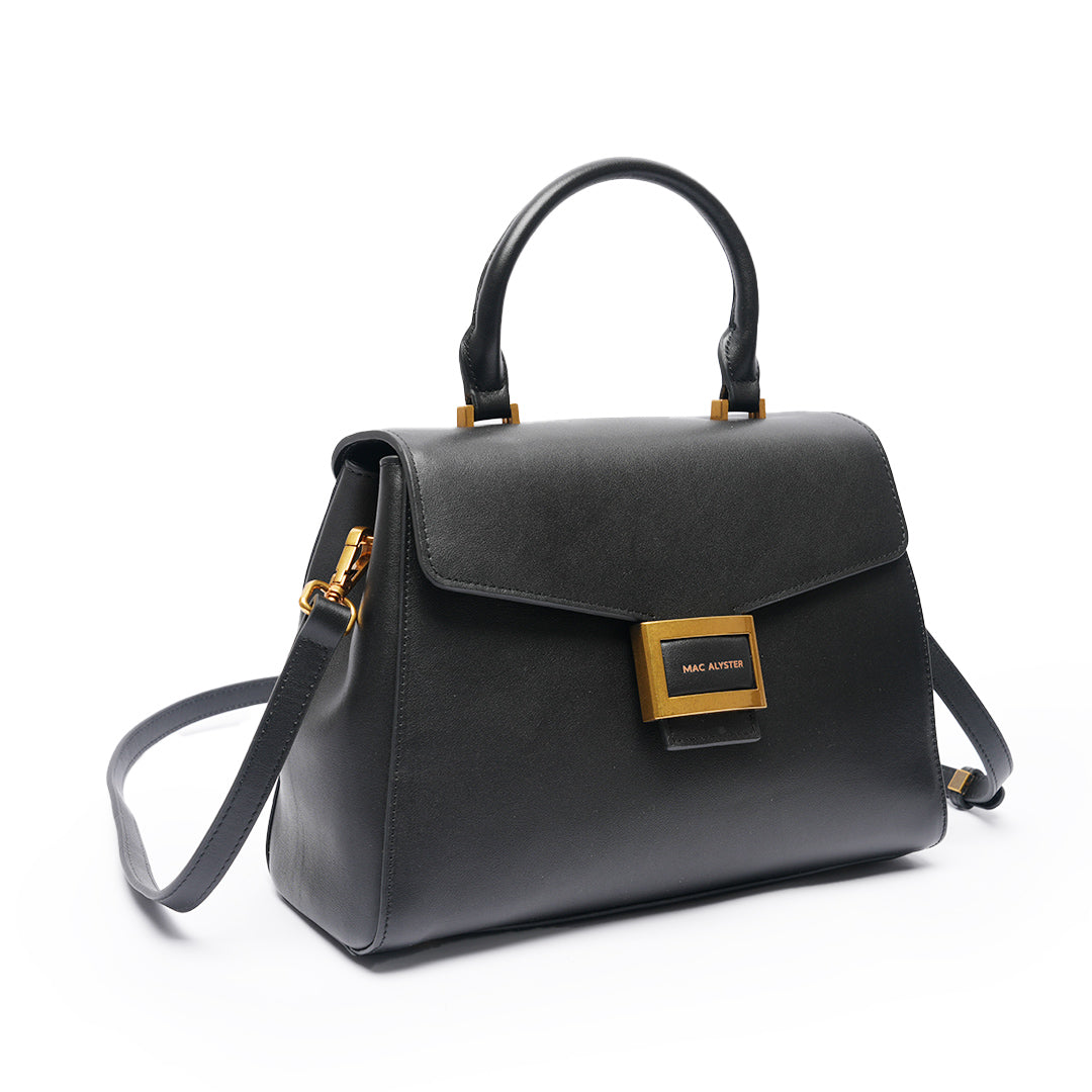 Sac à main ANAÏS pour femme en cuir NOIR de trois-quarts