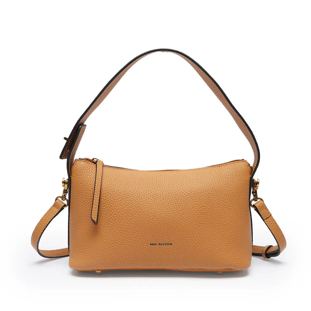 Sac à main CÉLIA pour femme en cuir CAMEL de face