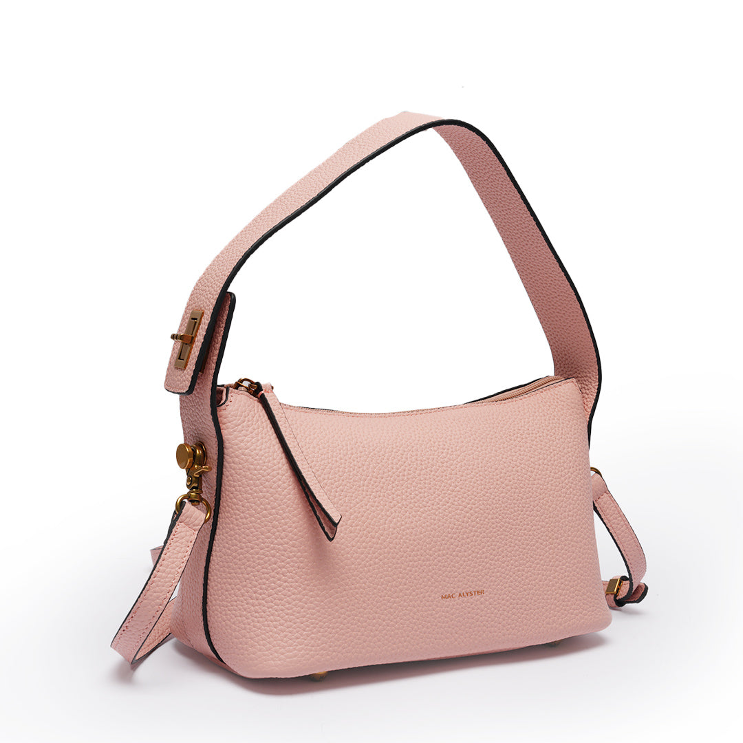 Petit sac à main CÉLIA pour femme en cuir POUDRE de trois-quarts