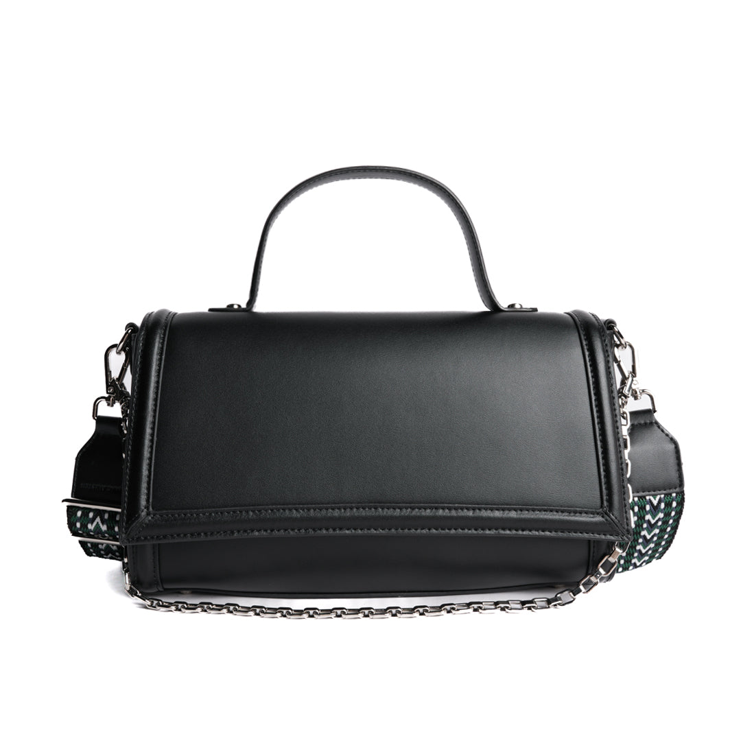 Sac baguette LOUNA en cuir NOIR de face