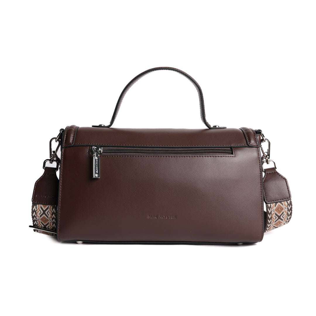 Sac baguette LOUNA en cuir MARRON de dos