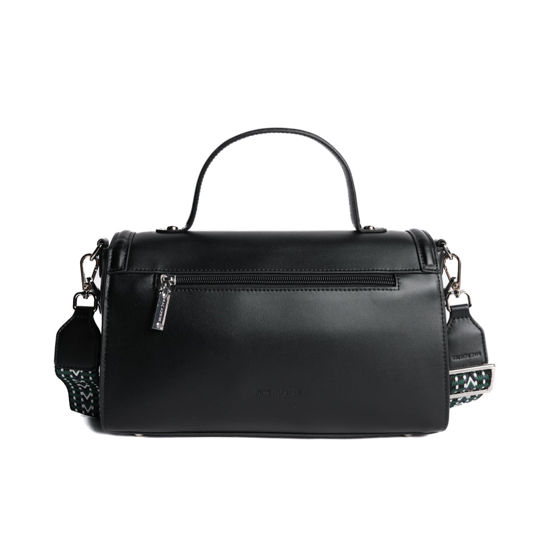 Sac baguette LOUNA en cuir NOIR de dos