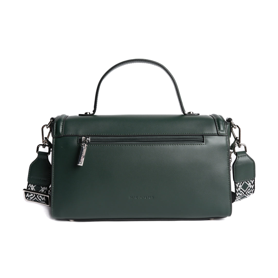 Sac baguette LOUNA en cuir VERT de dos