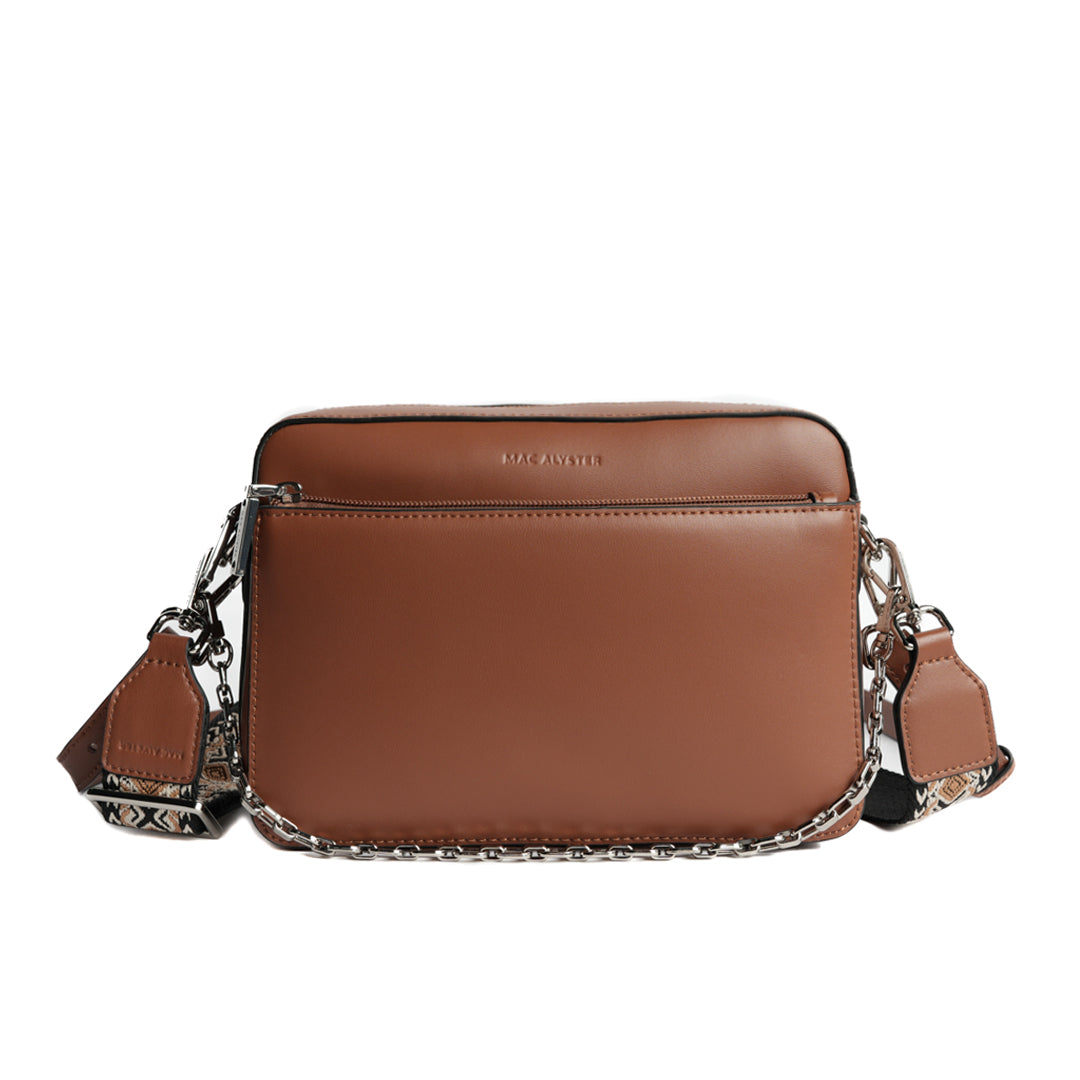 Sac trotteur LOUNA en cuir COGNAC de face