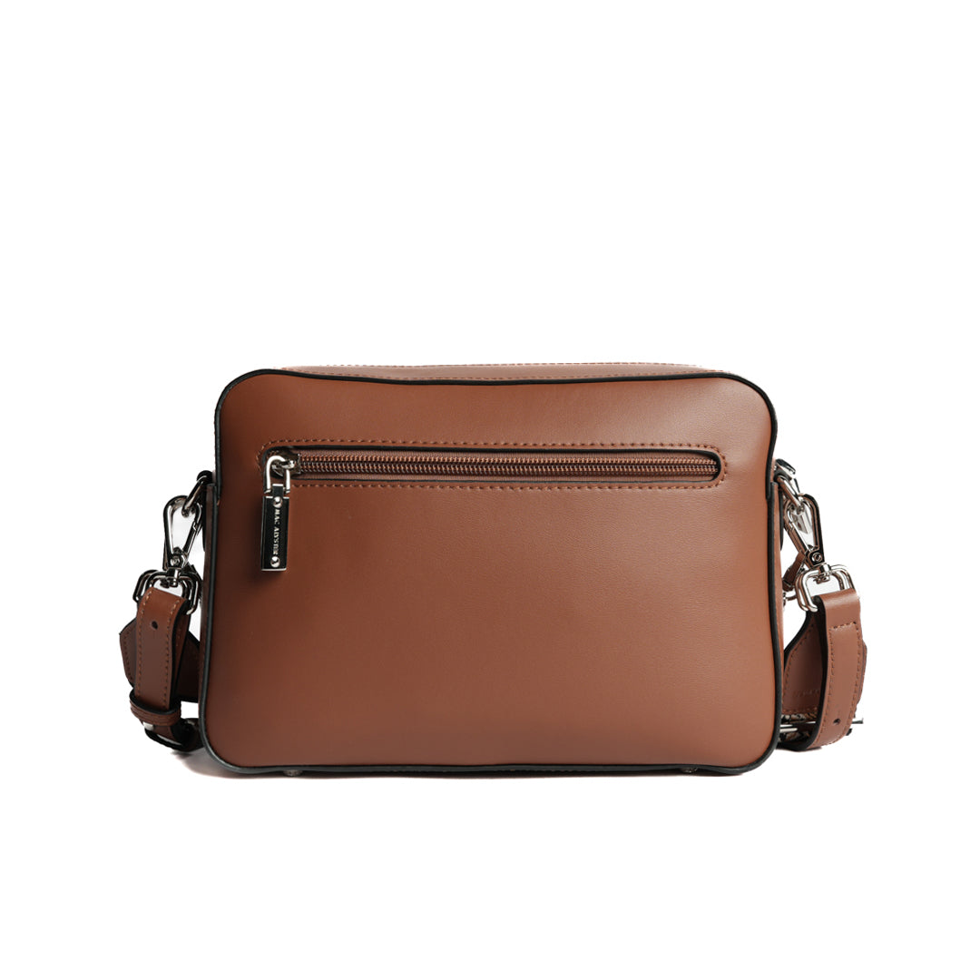 Sac trotteur LOUNA en cuir COGNAC de dos