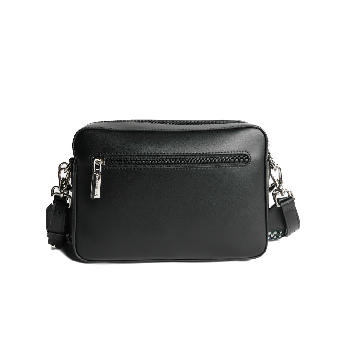 Sac trotteur LOUNA en cuir NOIR de dos