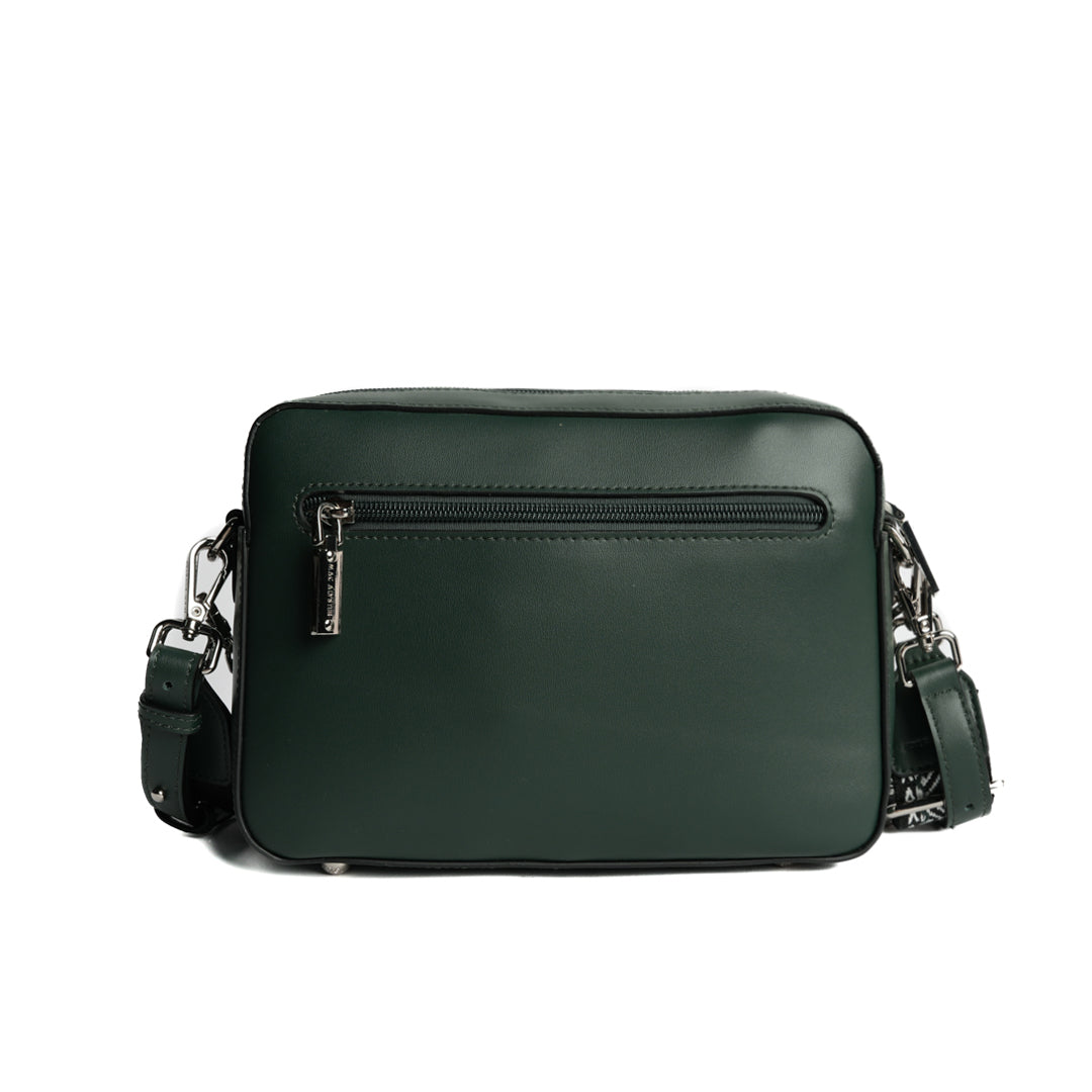 Sac trotteur LOUNA en cuir VERT de dos