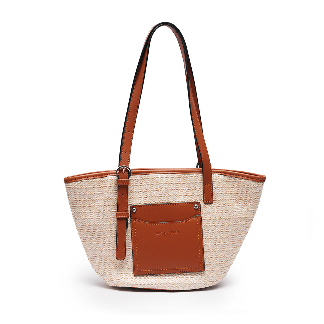 Sac porté épaule Saint Tropez N°1 en paille COGNAC de face