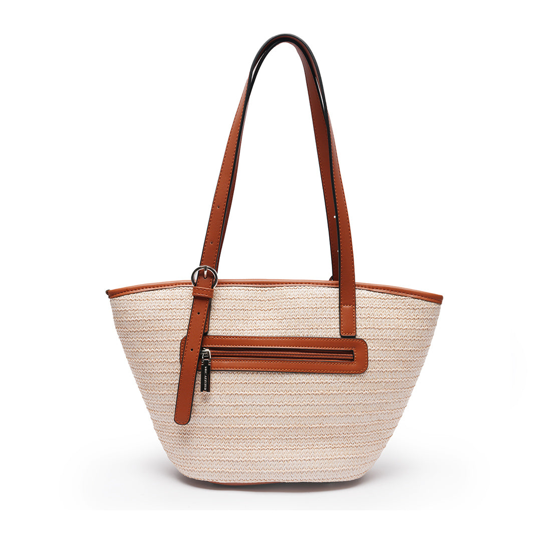 Sac porté épaule Saint Tropez N°1 en paille COGNAC de dos