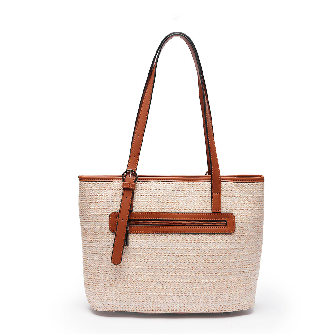 Sac porté épaule Saint Tropez N°2 en paille COGNAC de dos