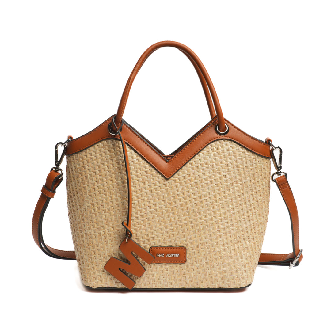 Sac porté main SAINT RAPHAËL pour femme en paille COGNAC de face