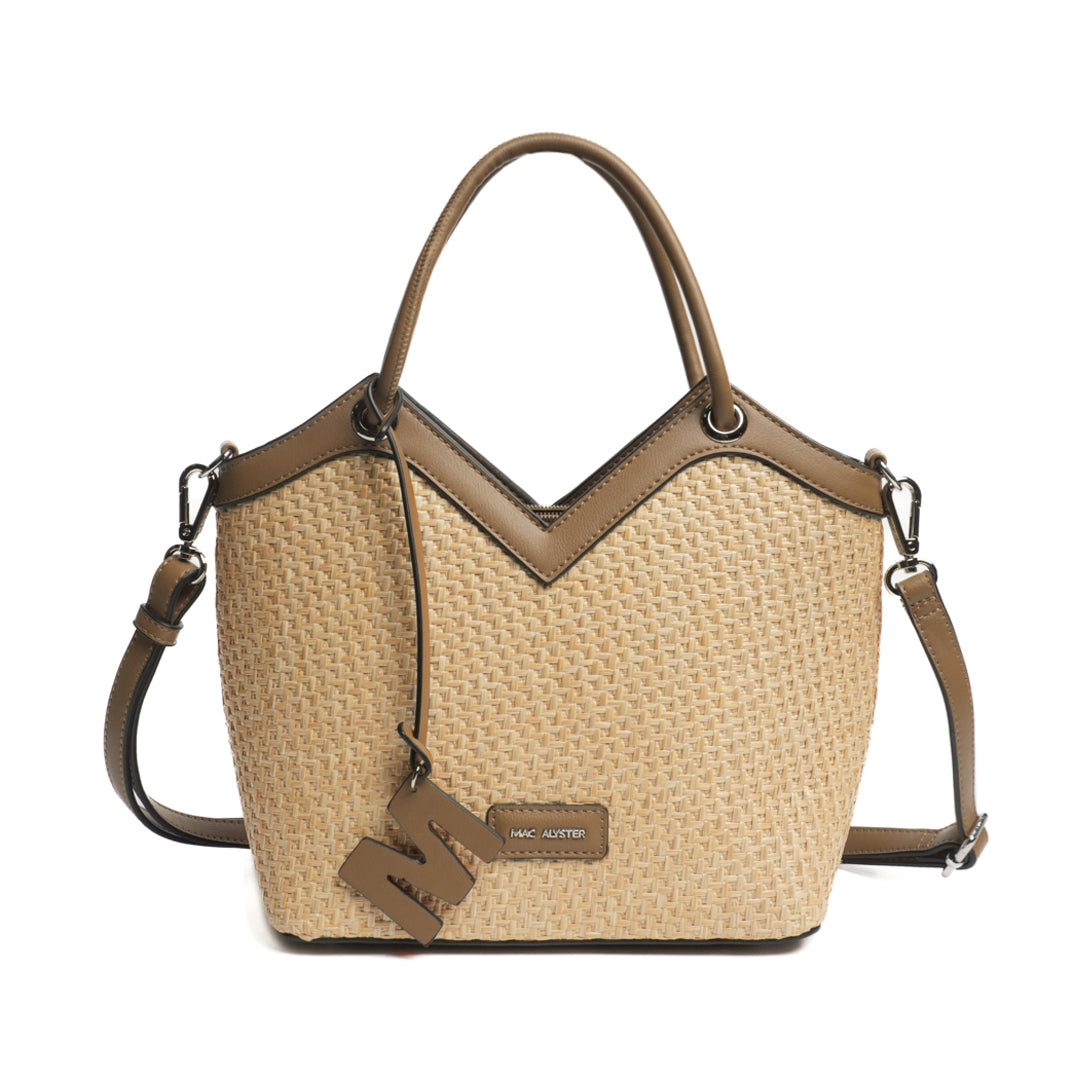 Sac porté main SAINT RAPHAËL pour femme en paille PRALINE de face