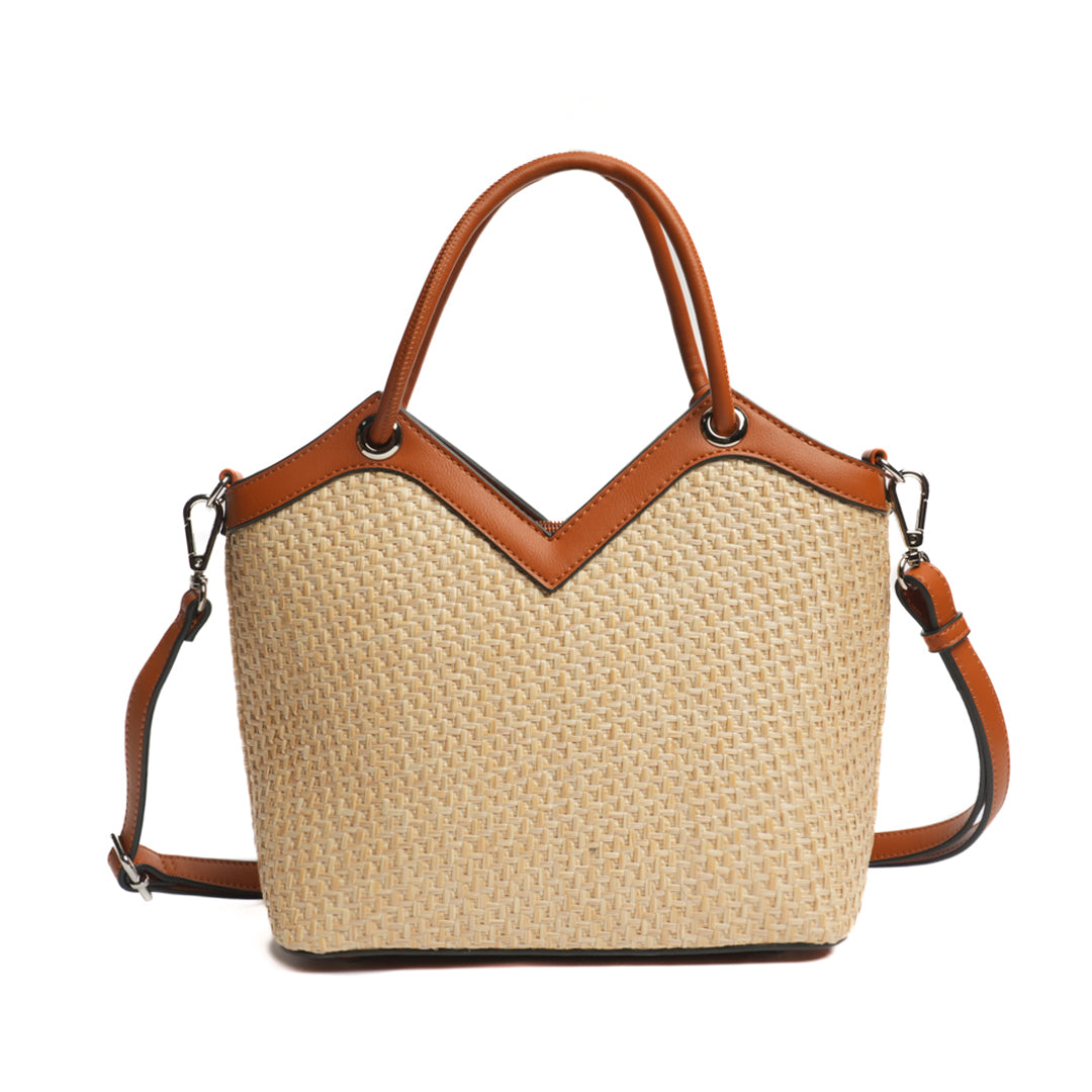 Sac porté main SAINT RAPHAËL pour femme en paille COGNAC de dos