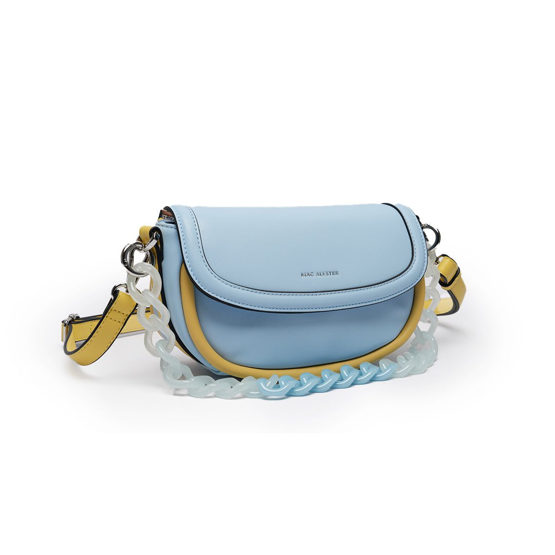 Sac à rabat FREEZE en cuir synthétique BABY BLUE de trois-quart