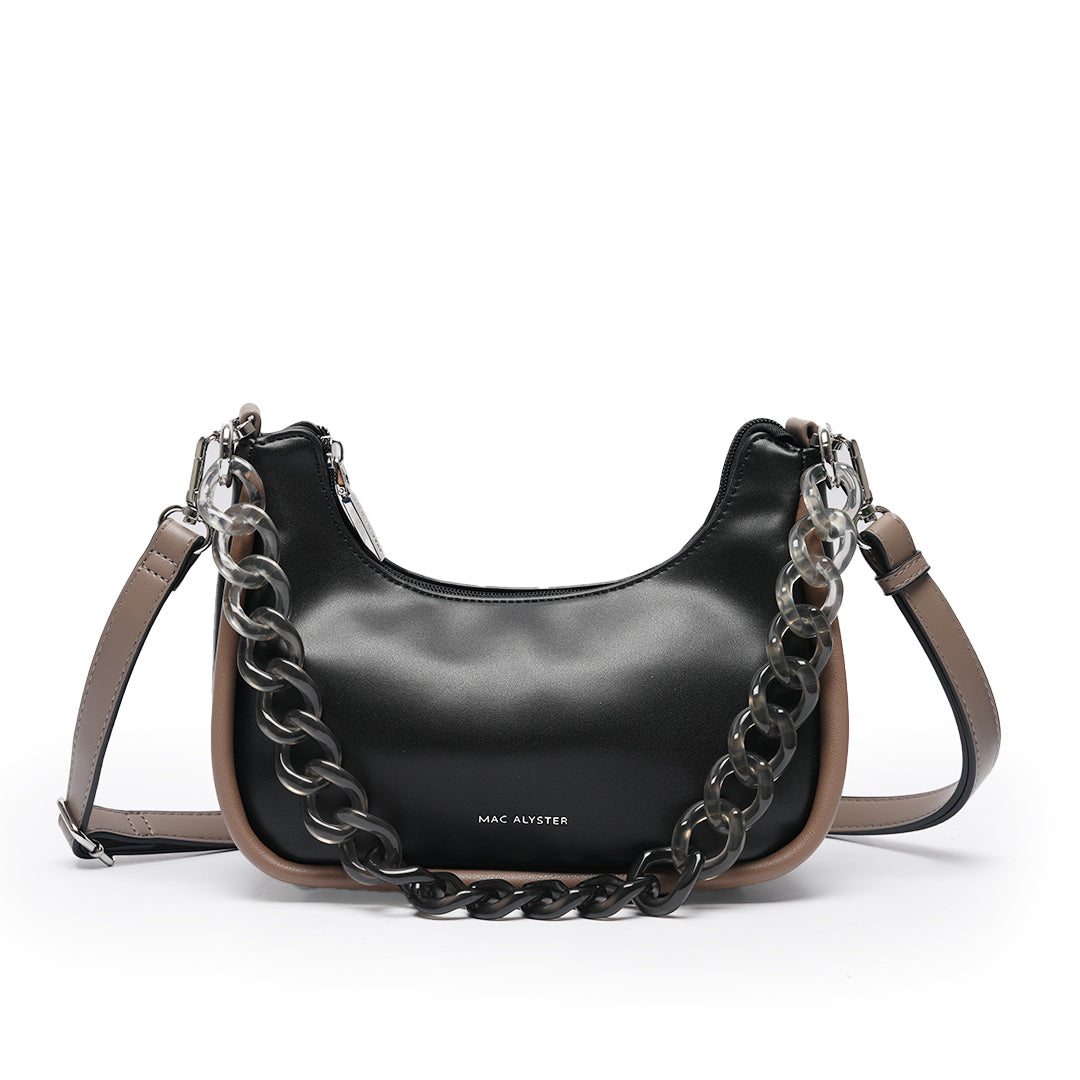 Sac demi-lune FREEZE en cuir synthétique NOIR de face