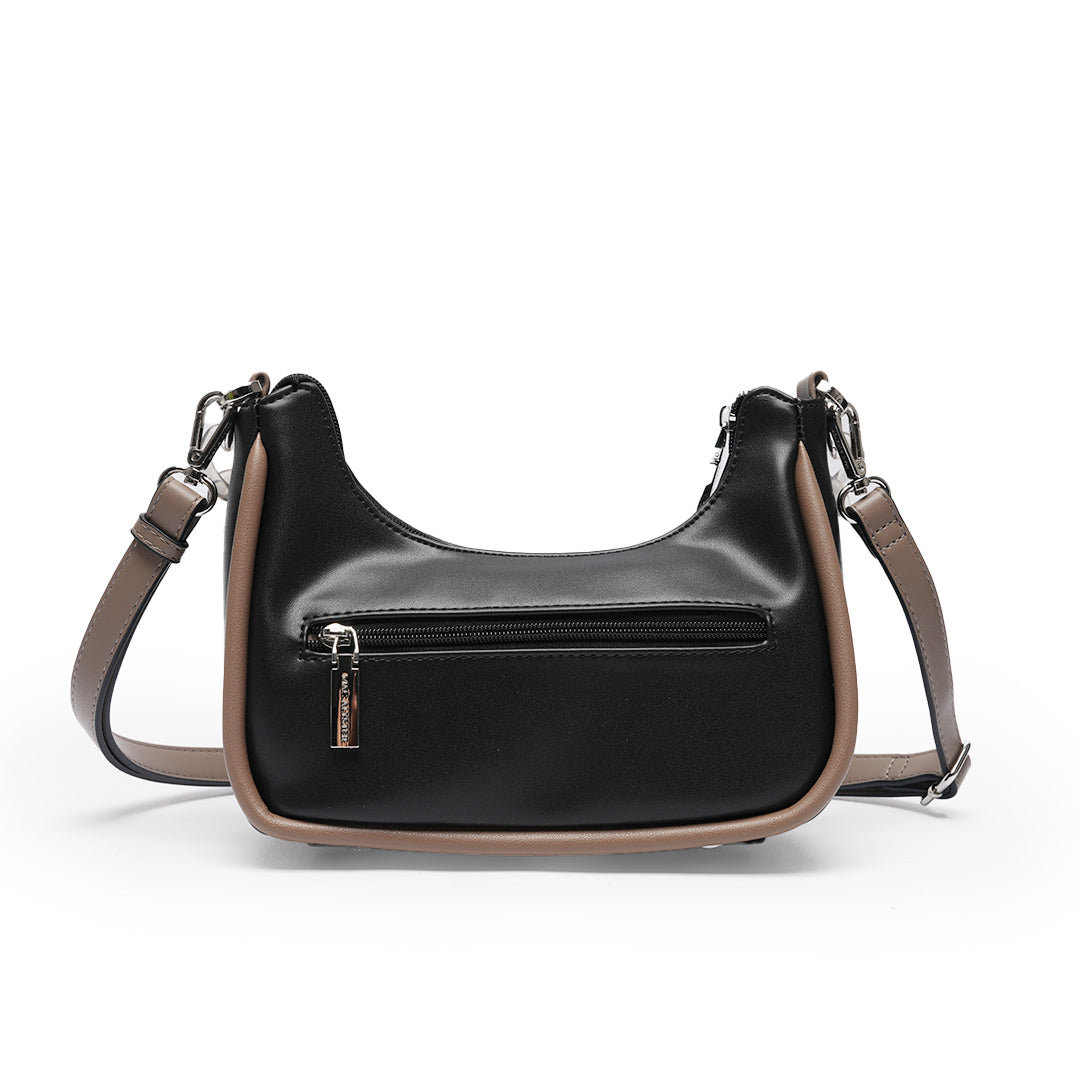 Sac demi-lune FREEZE en cuir synthétique NOIR de dos