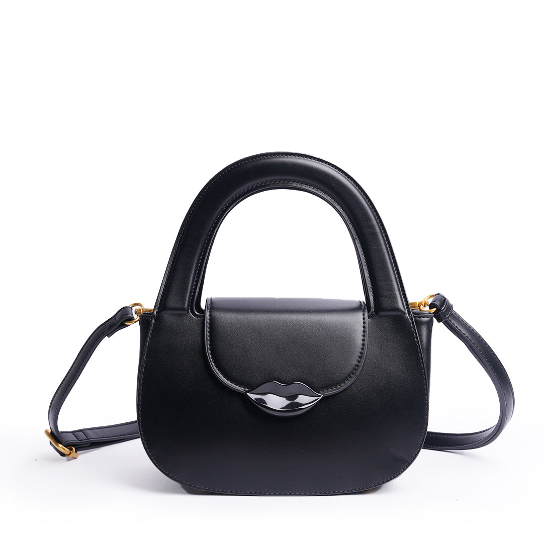 Sac à main BISOUS en cuir synthétique NOIR de face