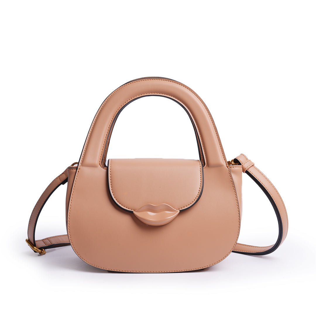 Sac à main BISOUS en cuir synthétique NOUGAT de face