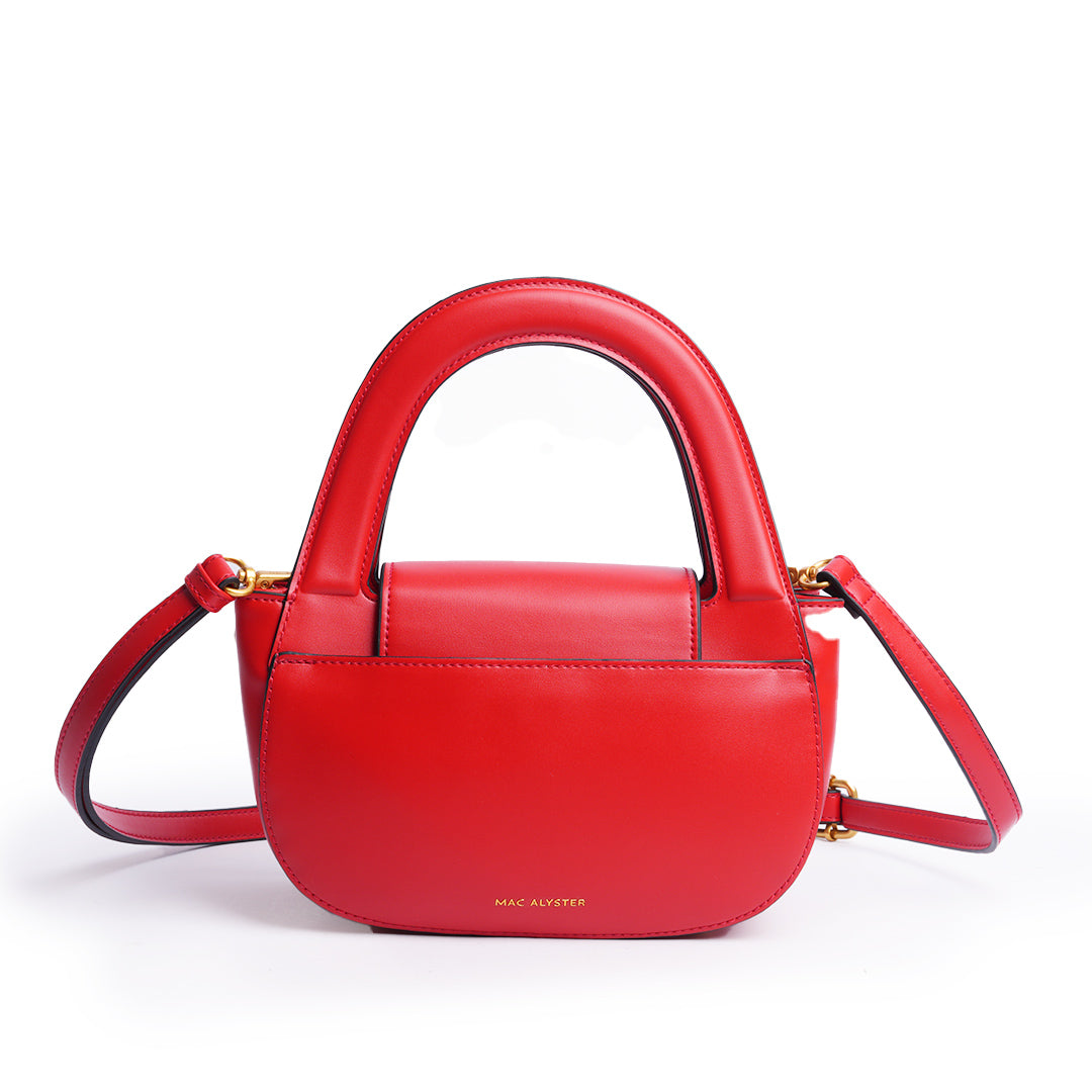 Sac à main BISOUS en cuir synthétique ROUGE de dos