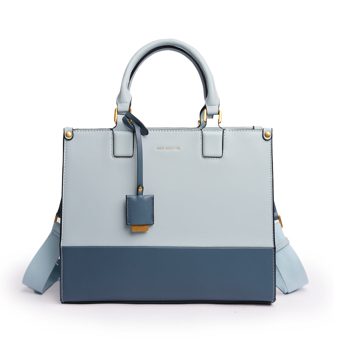 Sac à main avec bijou DUO pour femme en cuir synthétique BLEU de face