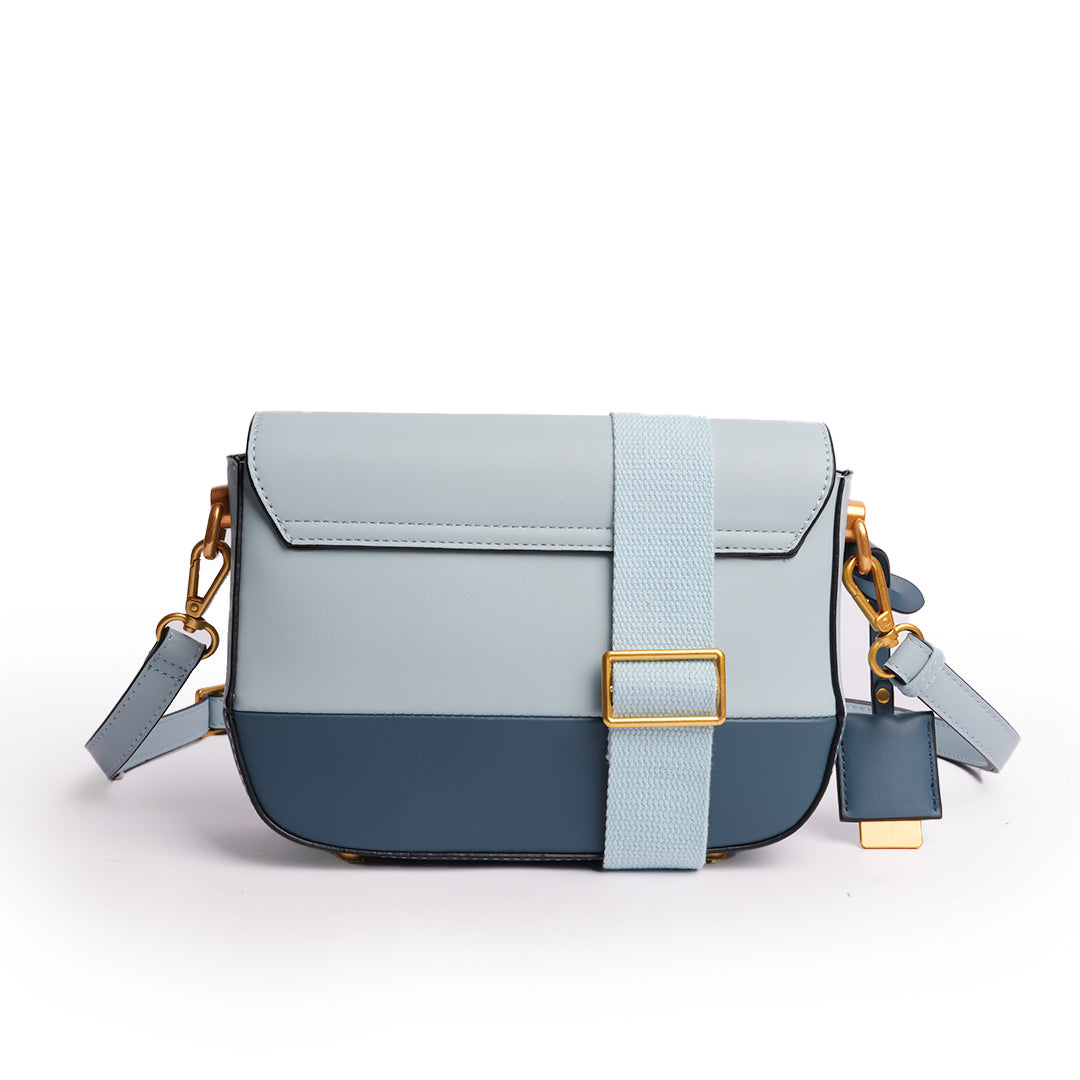 Sac besace avec bijou DUO pour femme en cuir synthétique BLEU de dos