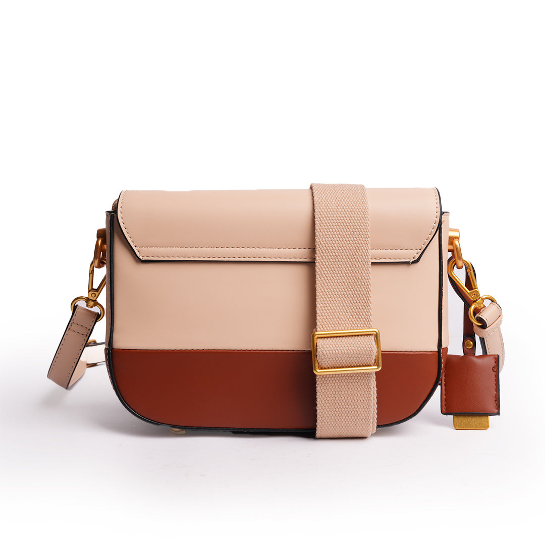 Sac besace avec bijou DUO pour femme en cuir synthétique NATUREL de dos