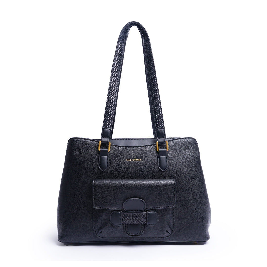 Sac porté épaule CITY pour femme en cuir synthétique NOIR de face