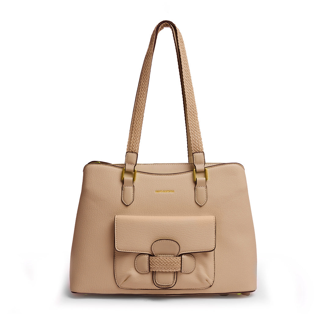 Sac porté épaule CITY pour femme en cuir synthétique SABLE de face