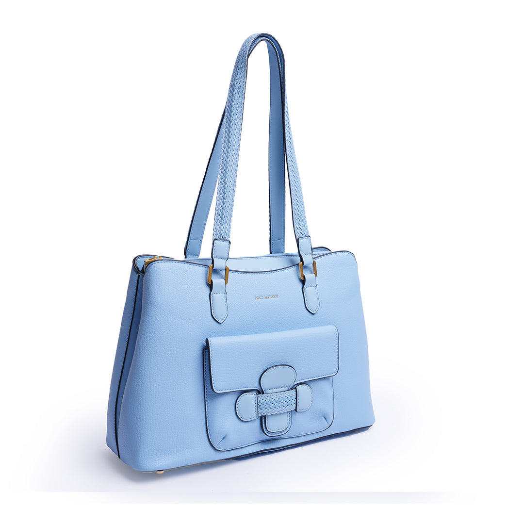 Sac porté épaule CITY pour femme en cuir synthétique BLEU de trois-quarts