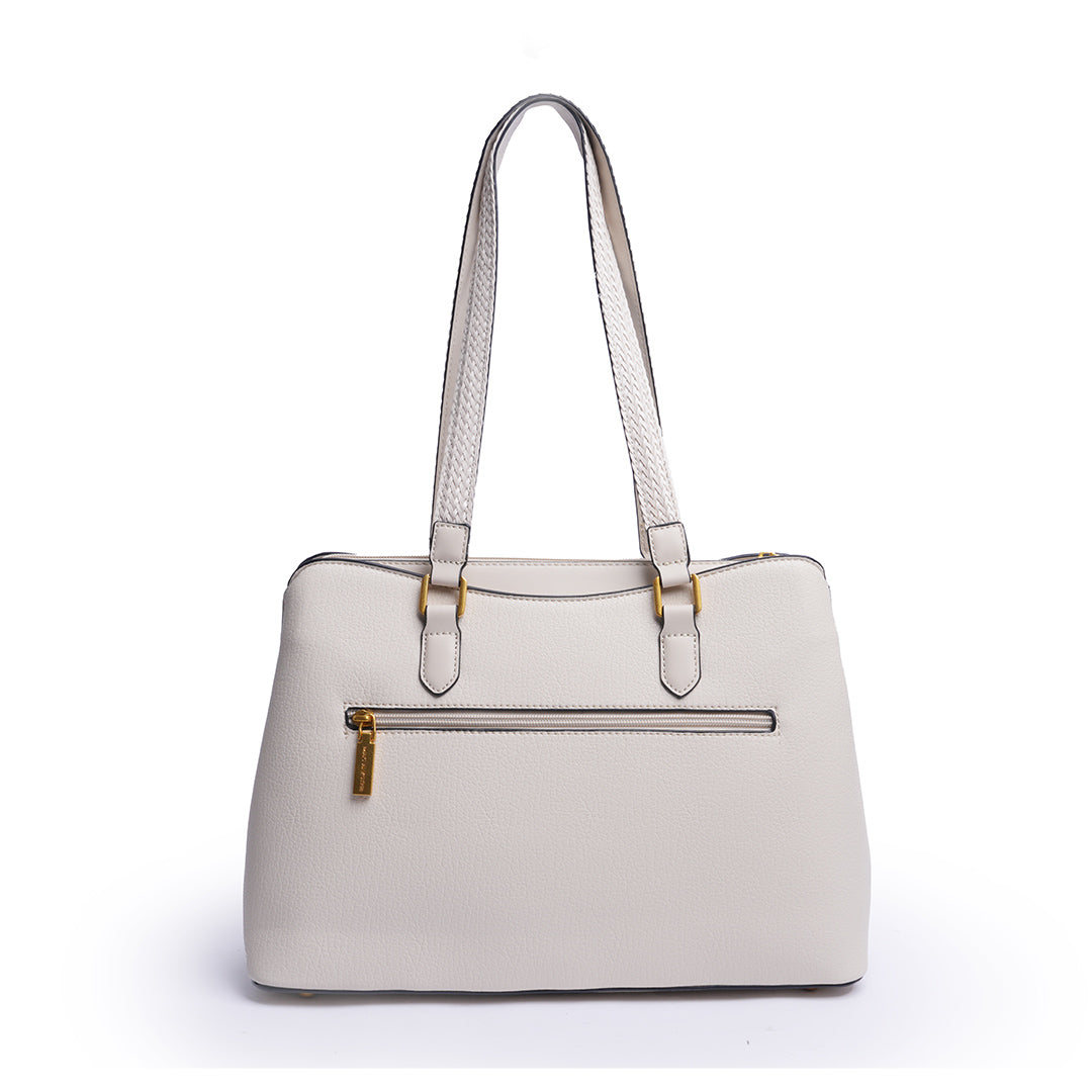 Sac porté épaule CITY pour femme en cuir synthétique BEIGE de dos