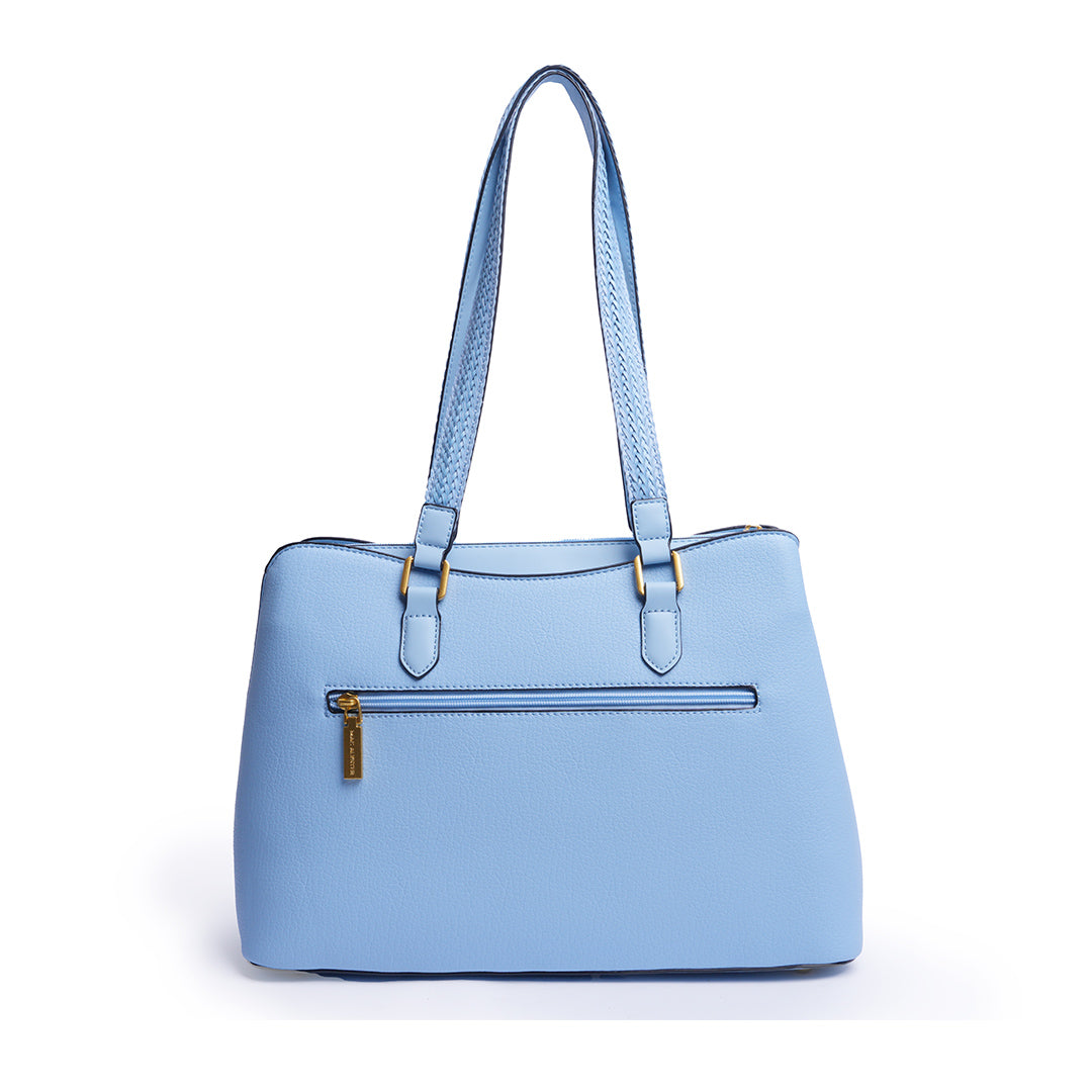 Sac porté épaule CITY pour femme en cuir synthétique BLEU de dos