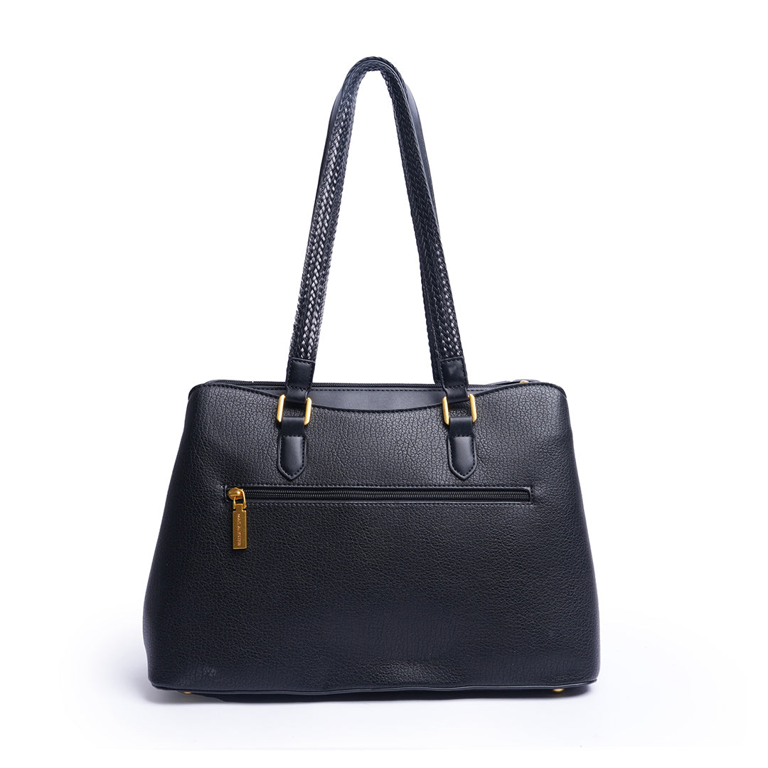 Sac porté épaule CITY pour femme en cuir synthétique NOIR de dos