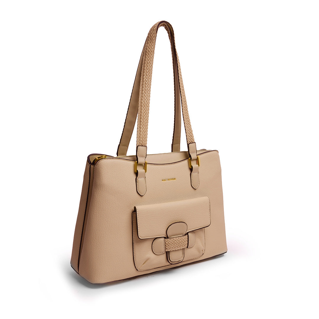 Sac porté épaule CITY pour femme en cuir synthétique SABLE de trois-quarts