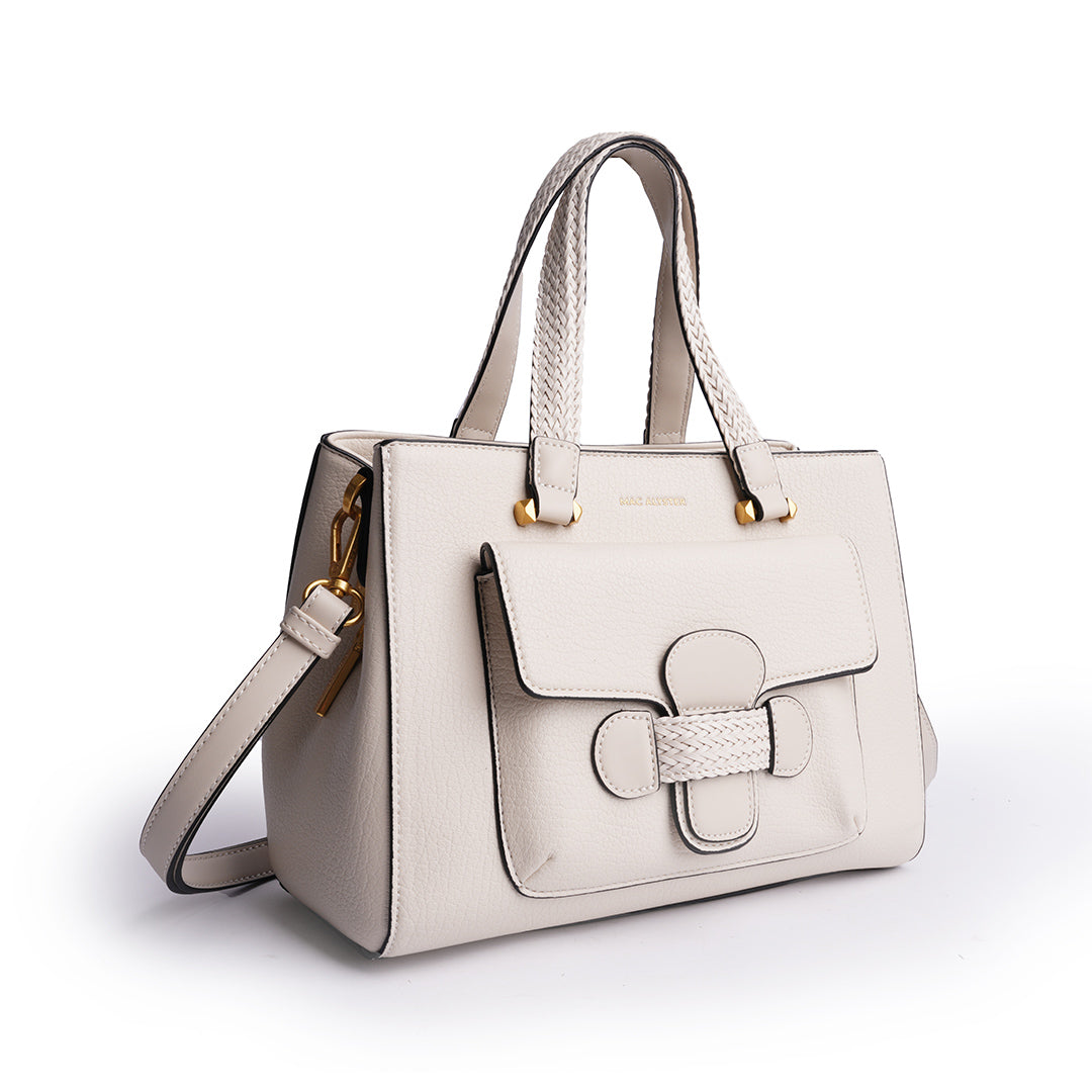 Sac à main CITY pour femme en cuir synthétique BEIGE de trois-quarts