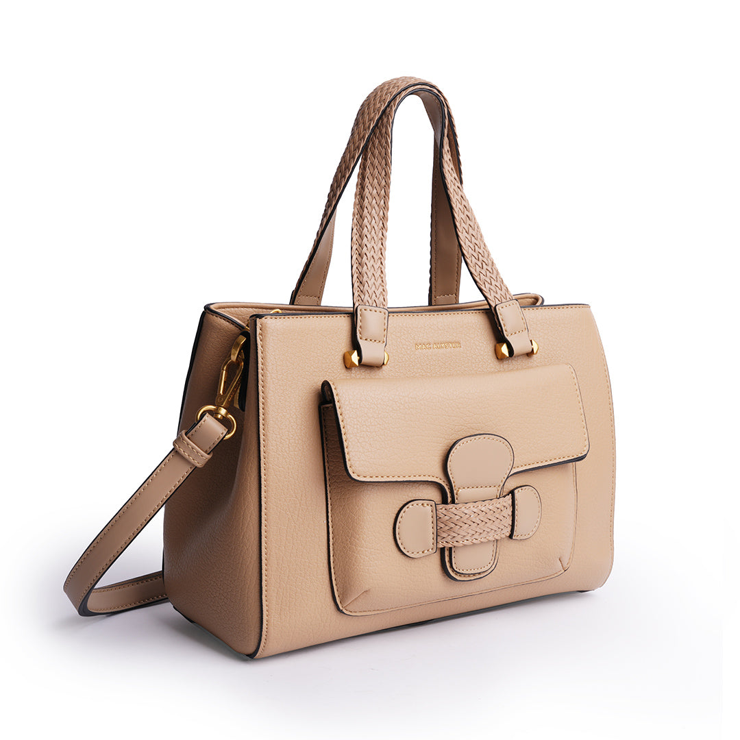 Sac à main CITY pour femme en cuir synthétique SABLE de trois-quarts