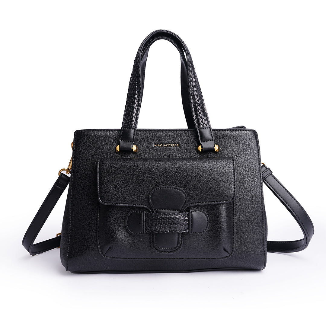 Sac à main CITY pour femme en cuir synthétique NOIR de face