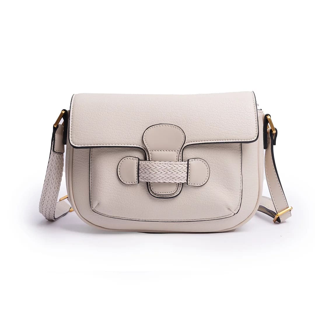 Sac à rabat CITY pour femme en cuir synthétique BEIGE de face