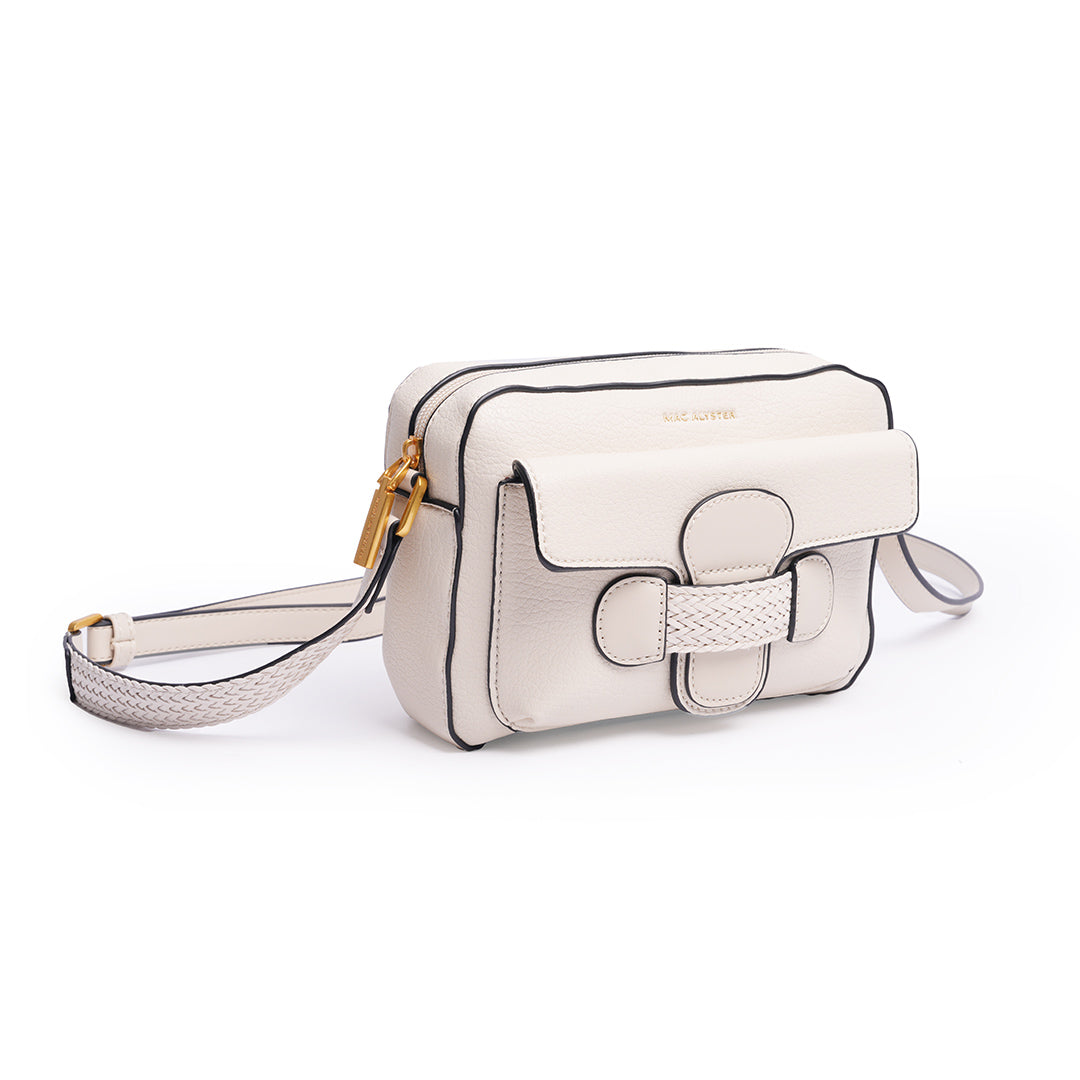 Sac trotteur CITY pour femme en cuir synthétique BEIGE de trois-quarts